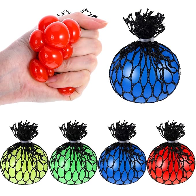 6 Stück Stress Relief Balls, Zappeln Mesh Balls, Reißfestes Spielzeug, Partyartikel für Kinder, Jugendliche und Erwachsene, M