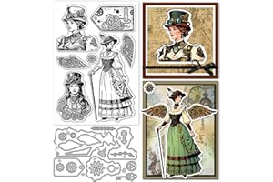 GLOBLELAND Matrices de découpe vintage steampunk en métal transparent pour la fabrication de cartes, le gaufrage, le scrapboo