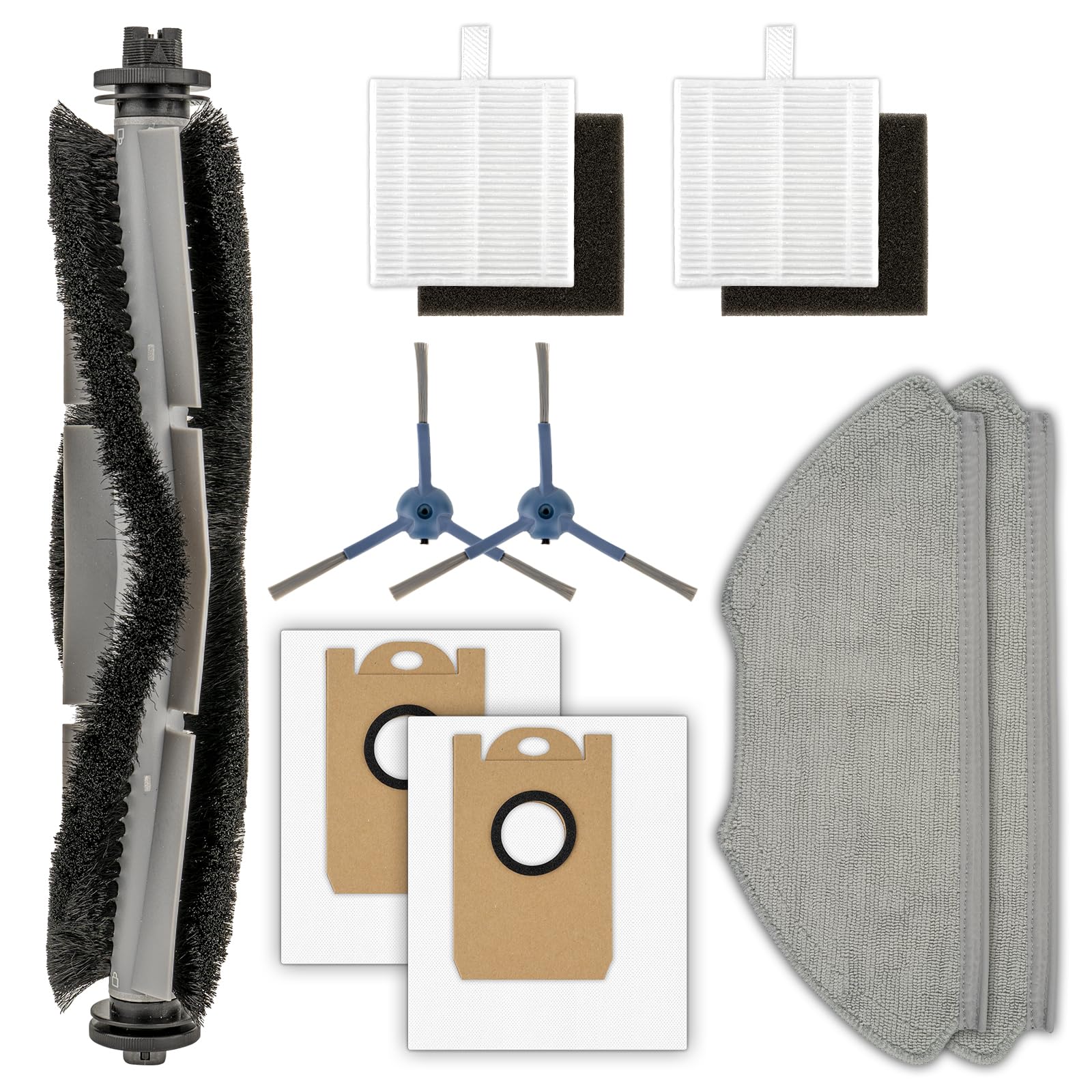 Photo 1 of (9 Pack) T20+ Replacement Parts Compatible with Airrobo T20+ Robot Vacuum Cleaner, 1 Roller Brush, 2 Side Brushes, 2 Dust Bags, 2 HEPA Filters, 2 Mop Pads, Accessories Kit