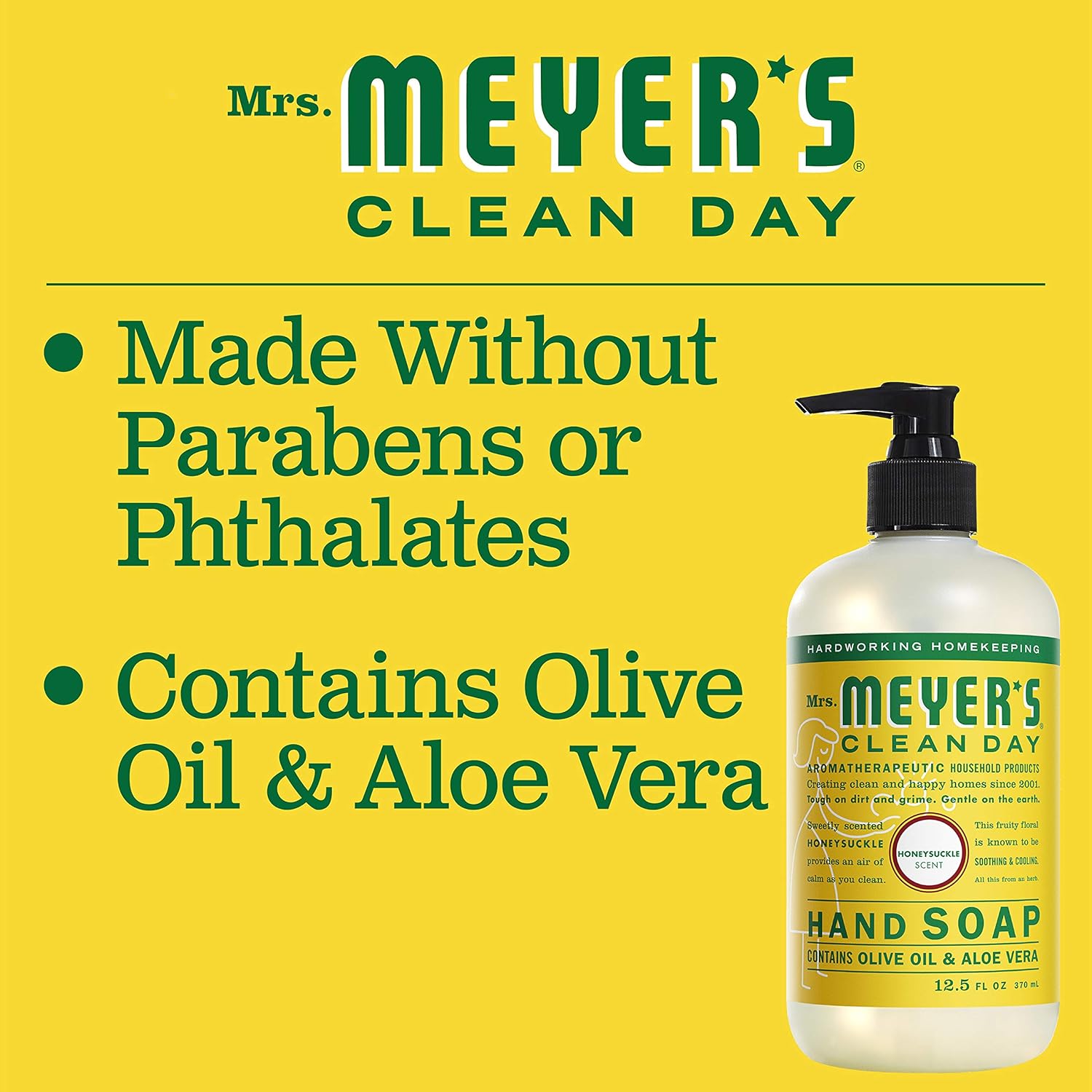 Mrs. Meyer's Clean Day Liquid Hand Soap, Cruelty Free and Biodegradable Formula, Honeysuckle Scent, 12.5 oz- Pack of 3: Health & Personal Care