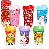 Jansun 12pcs Christmas Color Changing Hot Cups with Lids 16Oz Reusable Plastic Coffee Cups for Party Decorations Winter Christmas Cups for Holiday Birthday Party Favors Supplies