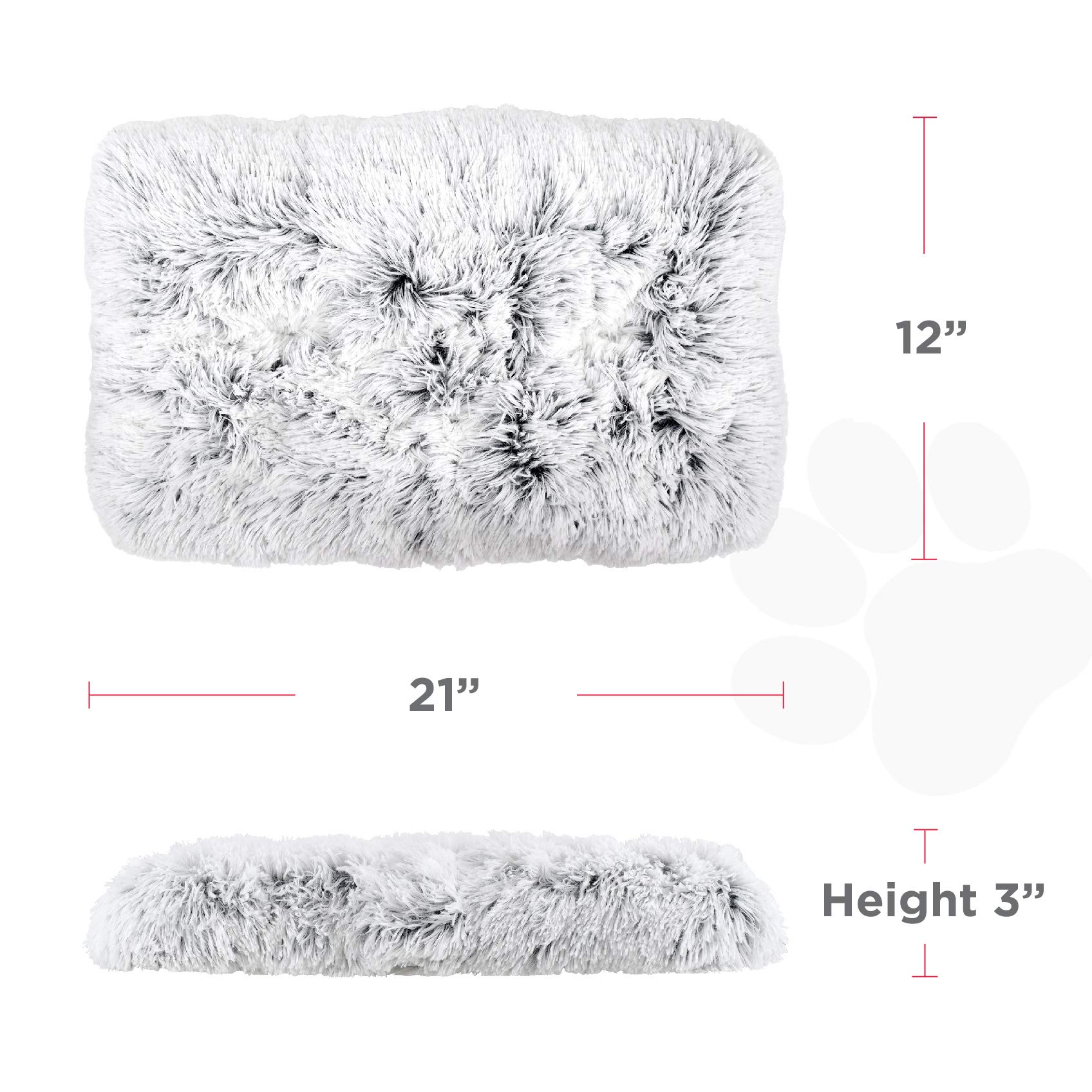 FuzzBall Fluffy Luxe Pet Crate Mat for Dogs & Cats, Anti-Slip, Waterproof Base, Machine Washable, Durable Pad with Elastic Kennel Attachment (21” x 12")