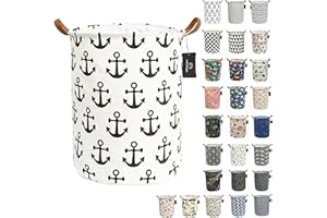 laundry baskets,bedroom hamper,kitchen organization,GodenMoninG 62.8L Waterproof Round Cotton Linen Collapsible storage basket. (Anchor)