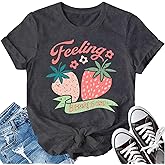 LBP Strawberry Shirt Womens Cute Fruit T-Shirt Girls Fruit Lover Shirt Feeling Berry Good Graphic Tees