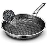 SNOWCLAD 12 Inch Hybrid Nonstick Frying Pan, Stainless Steel Skillet, Dishwasher Safe, Induction & Oven Broiler Safe, PFOA-Free Non-Toxic Cookware