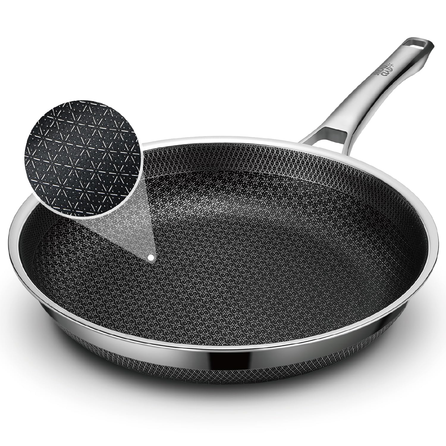 Photo 1 of SNOWCLAD Frying Pan, 10 Inch Hybrid Non Stick Stainless Steel Skillets, Dishwasher Induction Oven Broiler Safe, Non Toxic Chef's Pan, PFOA Free Cookware