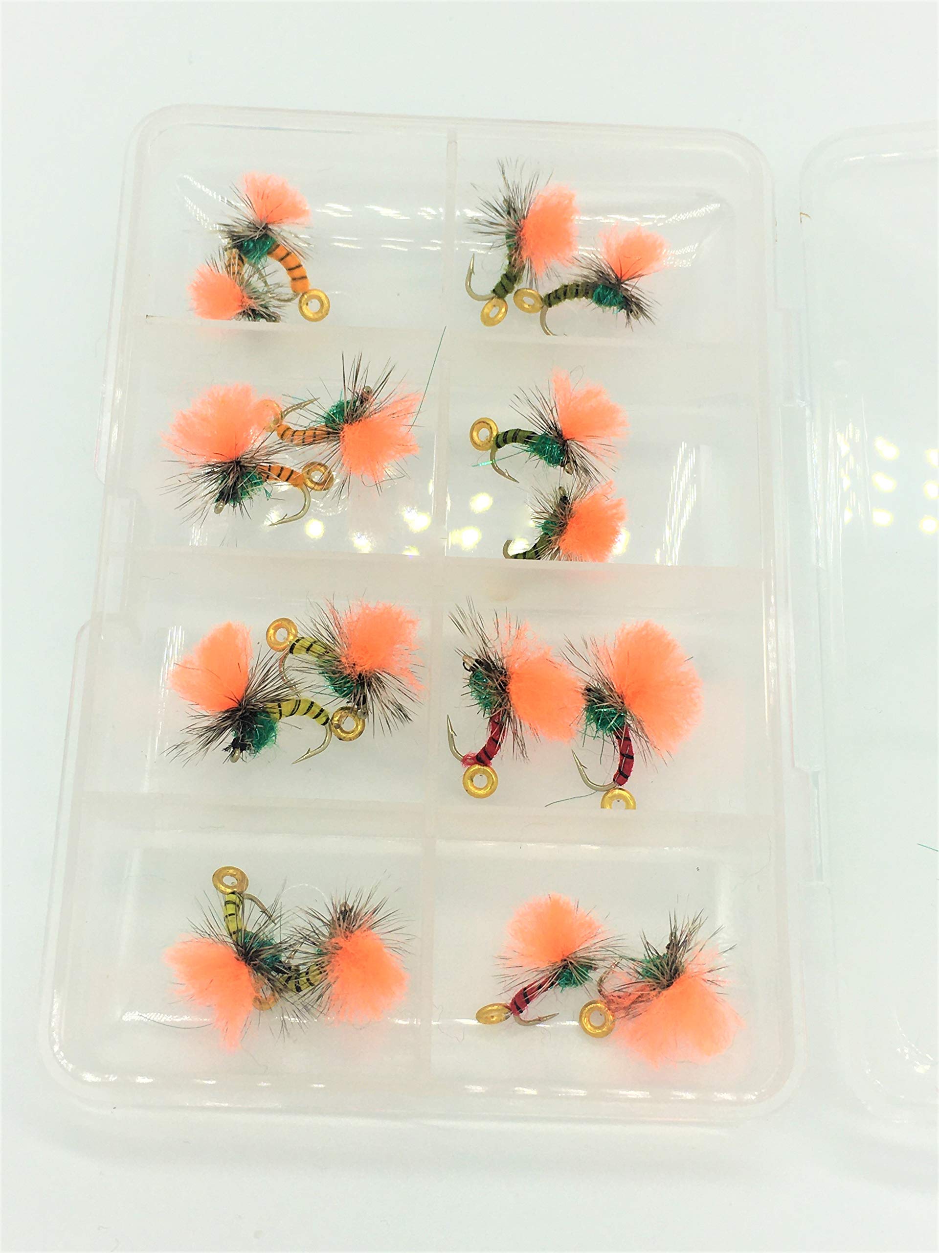 Fly Fishing Tactical KLINKHAMMER X 16 Dry Flies Sizes 12-14 set of Trout Flies With clip shut box