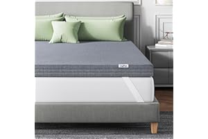 UNIPON Firm Mattress Topper Queen - 4 Inch Charcoal-Infused Memory Foam Bed Topper for Back Pain Relief and Spinal Alignment, Dual-Sided Firmness, CertiPUR-US Certified, Removable Cover