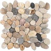 Lovdeco Pebble Tiles for Shower and Bathroom Floor, Tumbled Mix River Rock Pebble Stone Mosaic Tile with Matte Surface, 5 Sheets (12" X 12"), 5 sq.ft