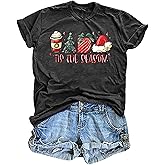 hohololo Christmas Shirt Women Tis The Season Christmas Tree T Shirt Latte Coffee Graphic Xmas Holiday Tee Tops