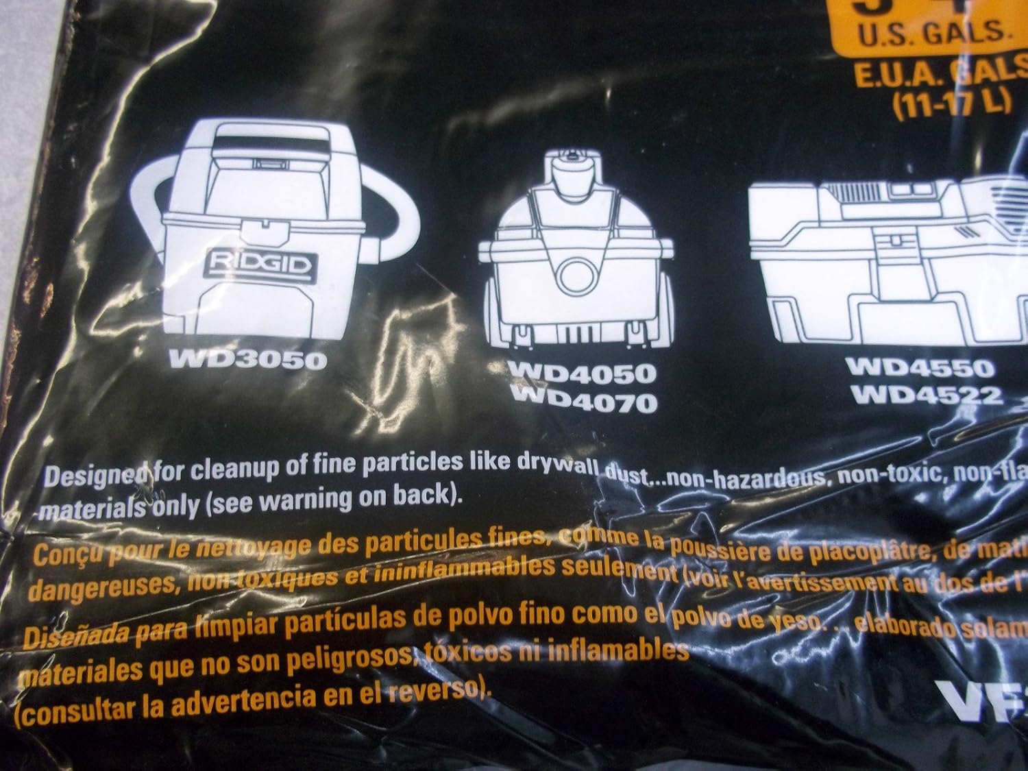 RIDGID 23738 VF3501 Wet Dry Vac High-Efficiency Dust Bags, Wet Dry Vacuum Filter Bags, Two Dust Collection Bags per Package - Replacement Furnace Filters - 