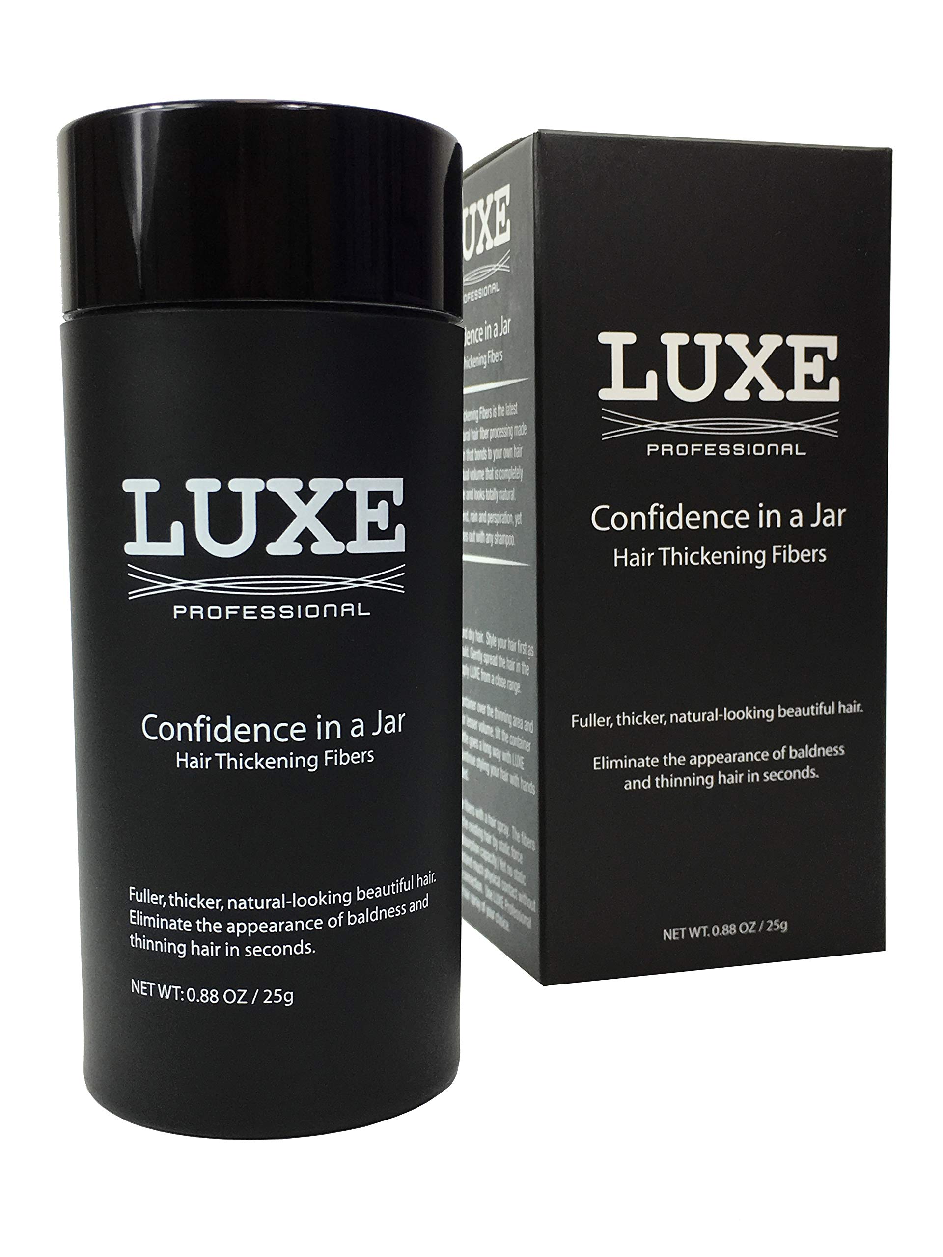 LUXE Hair Thickening Fibers - CONFIDENCE IN A JAR – 2 Months+ Supply! – Hypoallergenic, Dermatologist Tested – Multiple Colors Available (Light Brown)