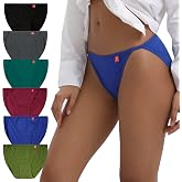 INNERSY Women's Cotton String Bikini Underwear 6-Pack | High Cut Panties, Sexy Cheeky Fit, Mid Rise, Comfort Waistband
