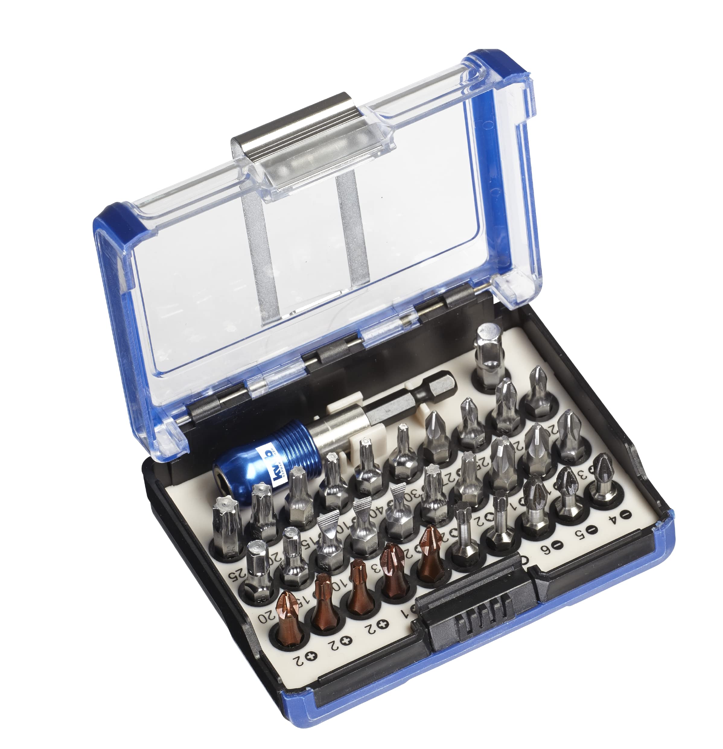 kwb bit box - 32 pcs. Impact-resistant bits, stainless steel bits, torsion bits and standard bits incl. Quick change bit holder with magnet and adapter