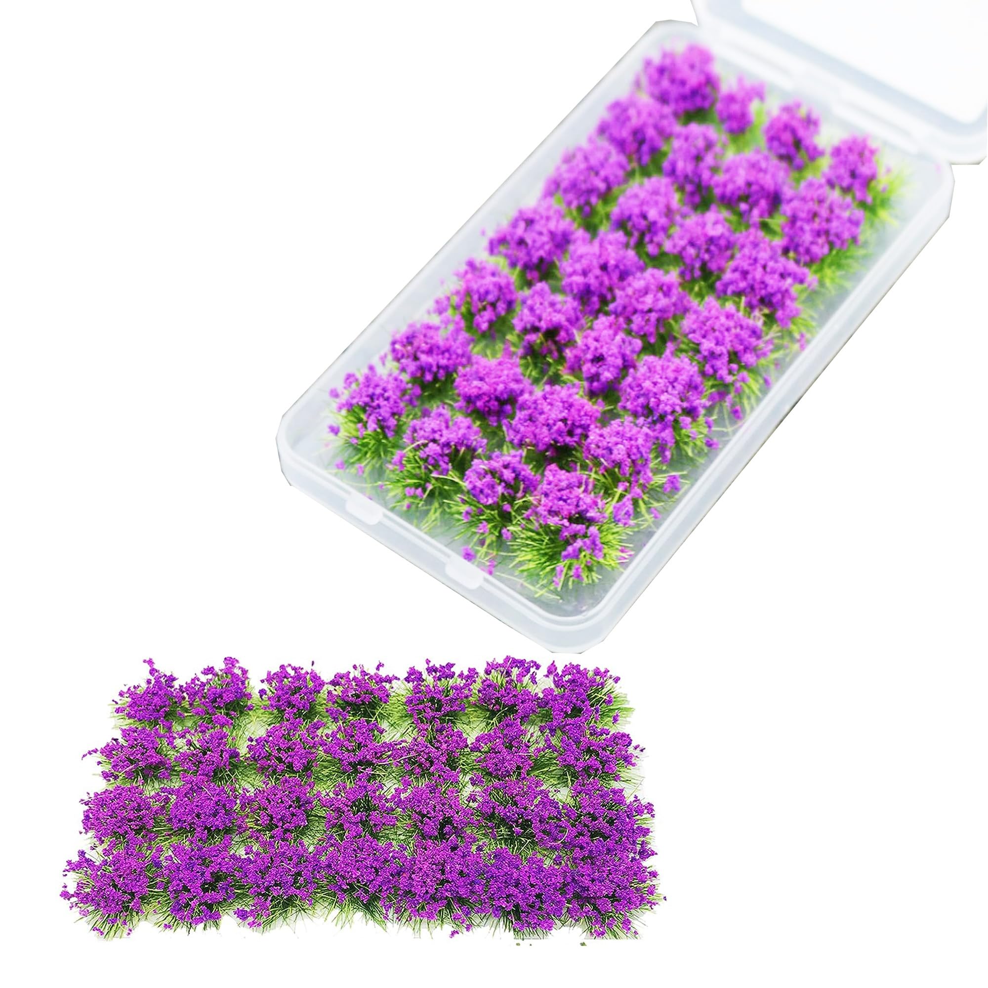 Cayway 28 PCS Flower Cluster Model Flower Vegetation Groups Grass Tufts Set, Purple Miniature Static Scenery Model for DIY Architecture Building Garden Scenery Landscape