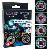 LuminKing 32 LED Spoke Lights - 30 Color Flashing Patterns Automatically Change, Easy Mount Bicycle Lights On Wheel Spokes