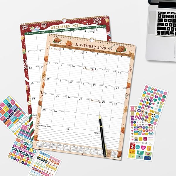 CALENDAR 2026-2027 PLANNER WALL HANGING SPIRAL BOUND CALENDARS (SEARSON (17″ × 22″))