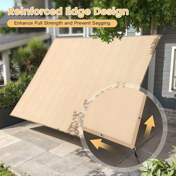 VICLLAX 90% SHADE FABRIC SUN SHADE CLOTH WITH REINFORCED GROMMETS & D-RING EYELETS FOR OUTDOOR PATIO GARDEN PERGOLA COVER CANOPY 5X6 FT, WHEAT