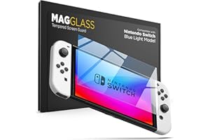 magglass Blue Light Screen Protector for Nintendo Switch OLED - Anti Bluelight Blocking Tempered Glass for Reduced Eye Fatigue (OLED Model)