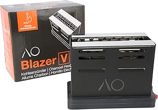 AO® Blazer Shisha V-Kohleanzünder 800 Watt I Elektrischer Kohleanzünder heizt Kohle von 3 Seiten auf I Shisha Kohlegrill inkl. Kohlegitter & extra langem Kabel 150 cm I Kohleanzünder für Shisha