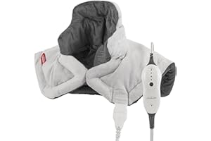 Sunbeam Contoured Heating Pad for Neck & Shoulder Pain Relief with Auto Shut Off Moist Heating Option 22 x 19 Grey