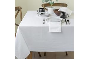 Benson Mills Textured Fabric Table Cloth, for Everyday Home Dining, Parties, Weddings & Holiday tablecloths (60" x 120" Rectangular, White)