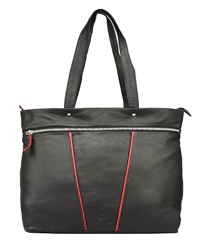 LEADERACHI NDM Leather Womens Nyon Red Shoulder Tote Handbag