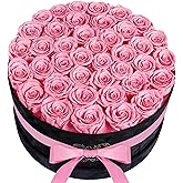 UFOREVER ROSES 40 Pieces Preserved Roses in Suede Box, Flowers for Mothers Day, Preserved Flowers Gift for Women, Pink