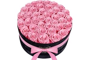UFOREVER ROSES 40 Pieces Preserved Roses in Suede Box, Flowers for Mothers Day, Preserved Flowers Gift for Women, Pink