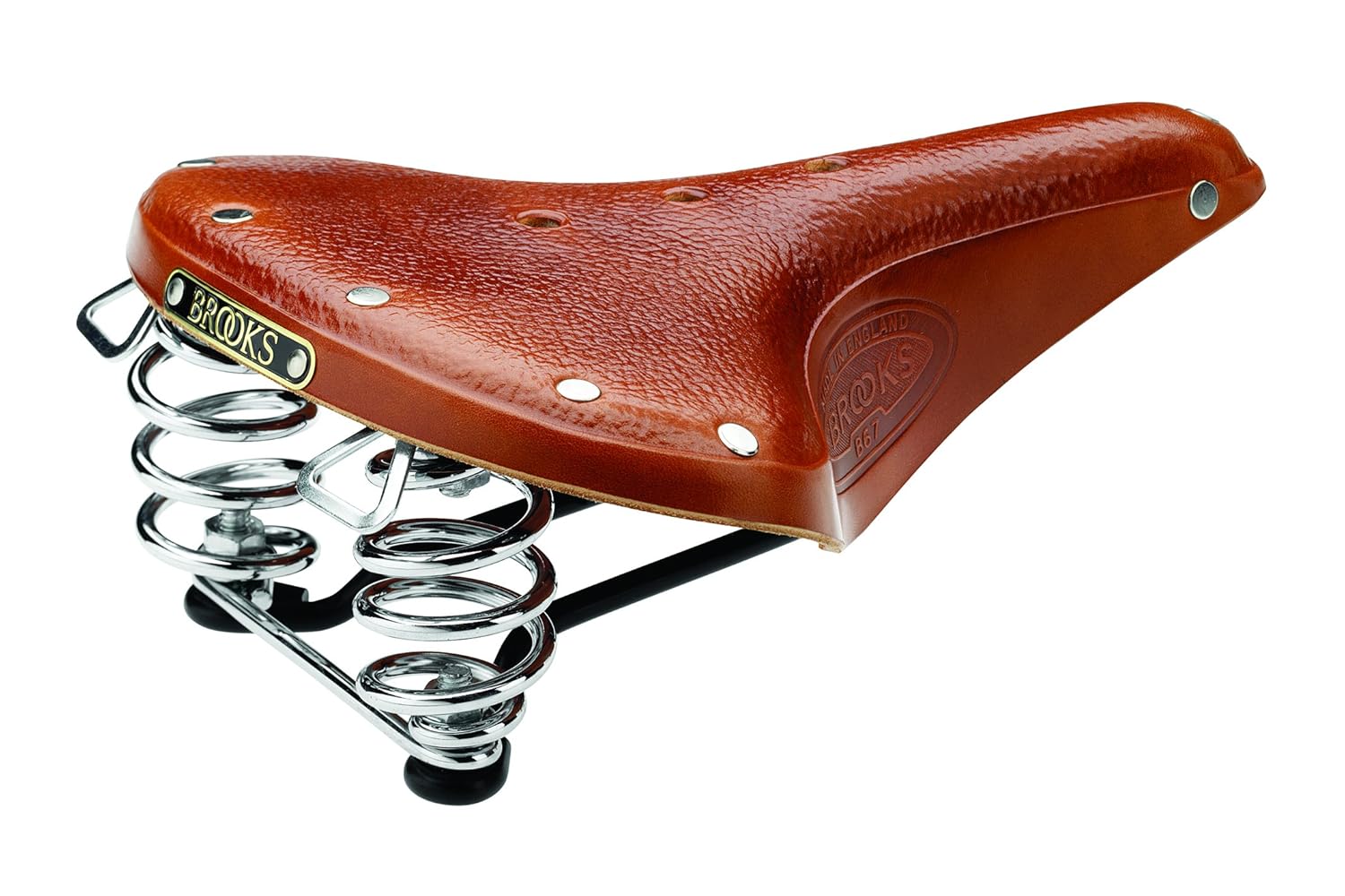 Brooks England Men's B67 Saddle One Size, Honey Classically sprung