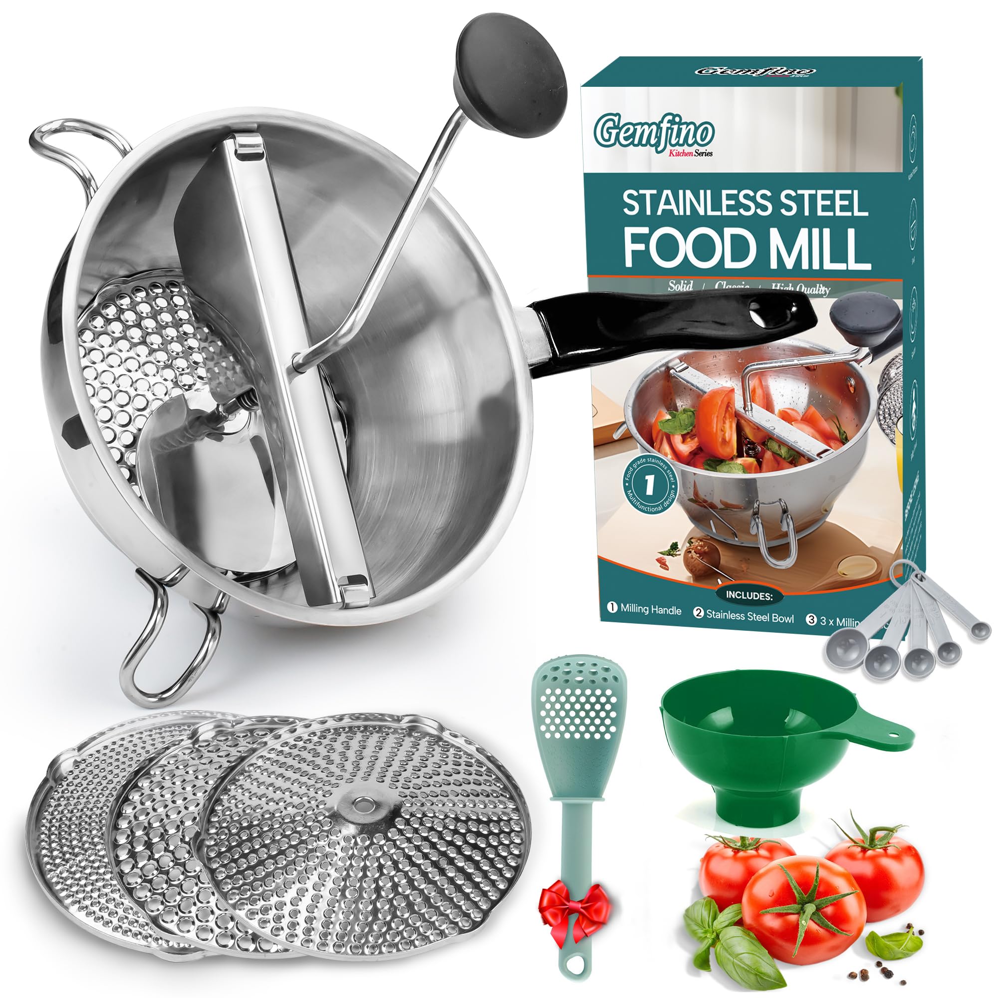 Photo 1 of Stainless Steel Food Mill With 3 Milling Discs,Ergonomic design Rotary hand crank Food Mills For Tomato Sauce,Potatoes,Jams,canning, Dishwasher Safe,Includes Multifunctional Spoon,Blue D
