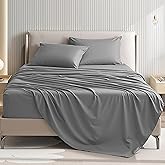 USXIBEI Queen Size 4 Piece Sheet Set - Comfy Breathable & Cooling Bed Sheets Set, Soft and Wrinkle Free, Deep Pockets, Easy & Secure Fit, Hotel Luxury Bedding for Women, Men - Oeko-Tex - Dark Grey