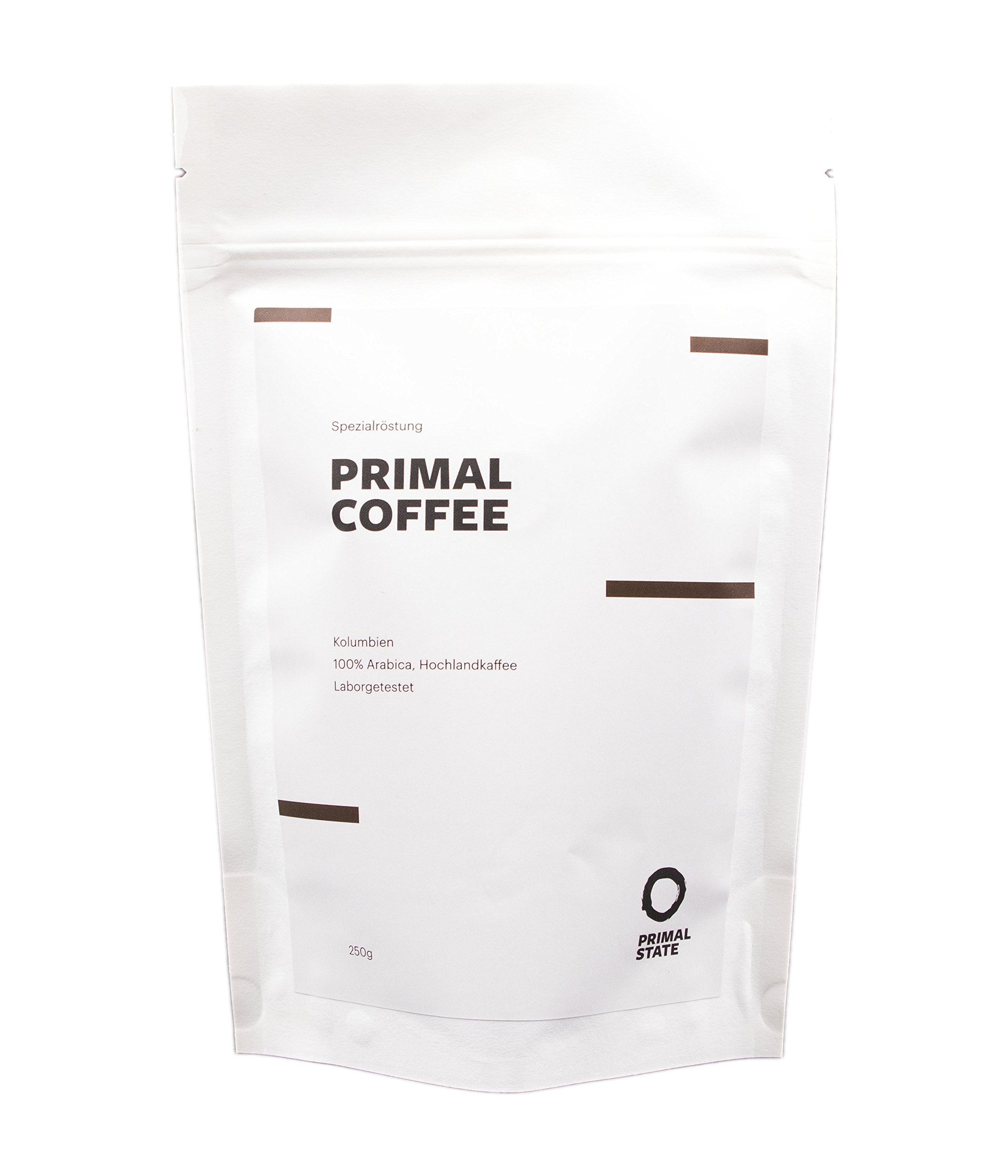 for Bulletproof Coffee | Primal Coffee Coffee Beans | Gentle Roasting Process | Arabica from Colombia | Lab Tested for Harmful Substances | Perfect for Bulletproof Coffee | Special Roasting - 250g