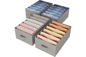 Lifewit Wardrobe Organizer Clothes, Jean Organizers for Closet with Support Board 6 Compartment Foldable Closet Drawer Storag