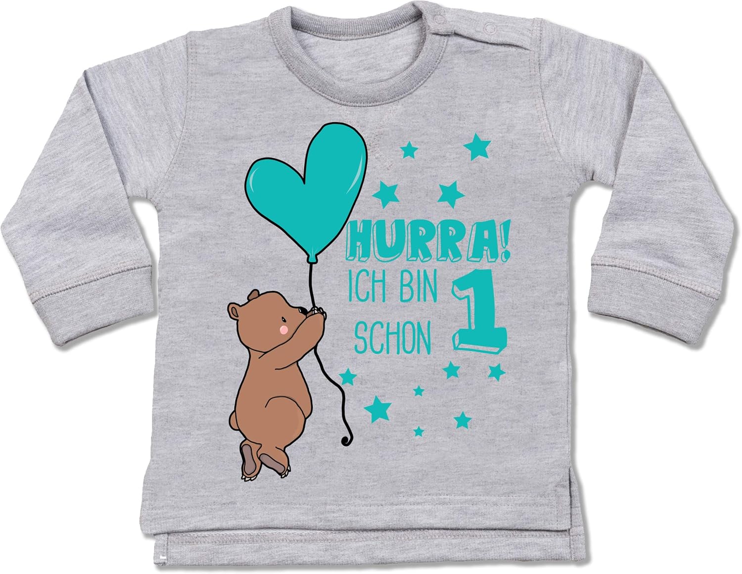 Baby Body 1. Geburtstag - 'Hurra! Ich Bin Schon Eins' Mit Bär Motiv