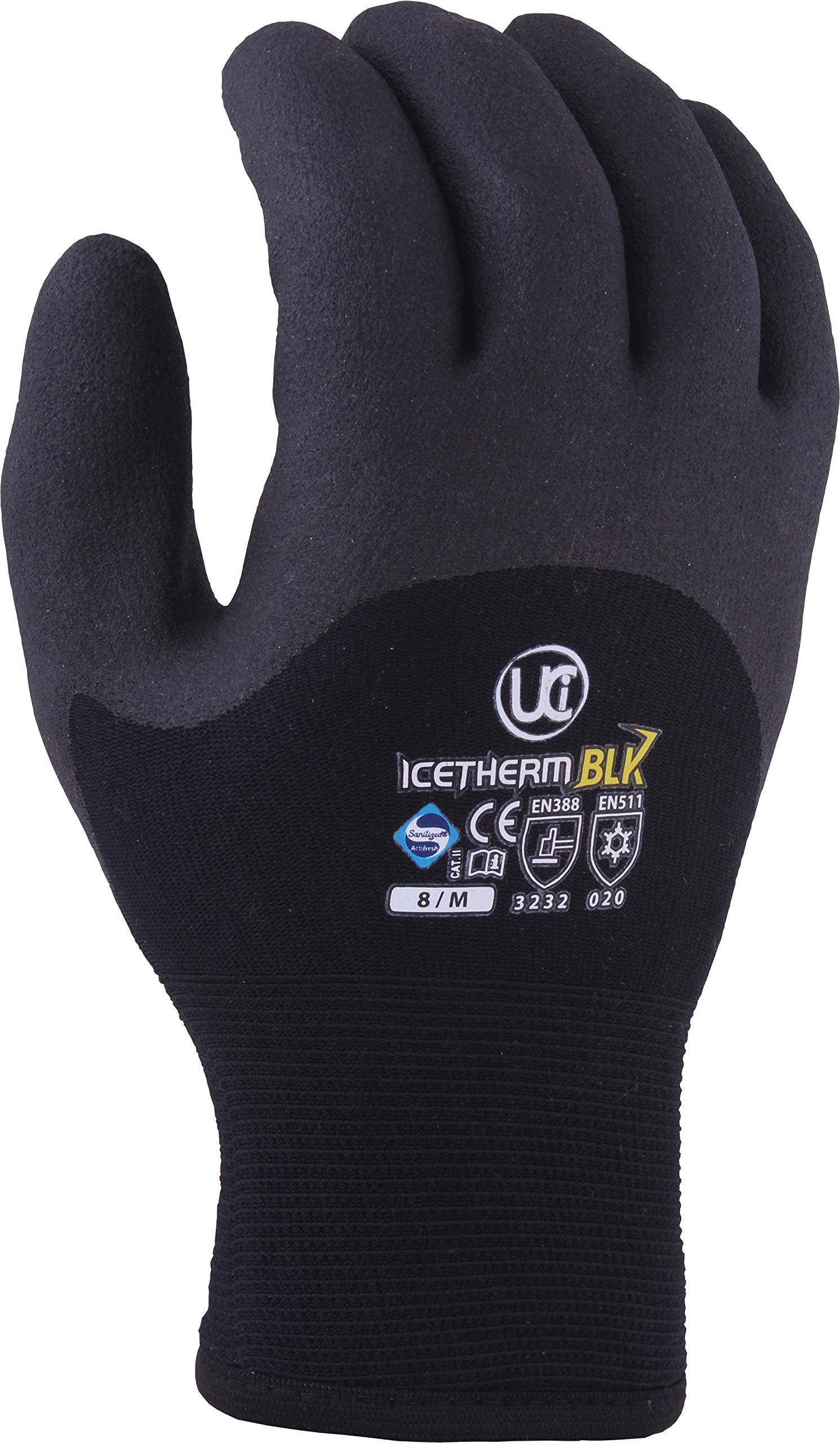 1X Pair UCi Icetherm Blk Insulated Thermal HPT Coated Cold Winter Freezer Work Gloves (7/S)