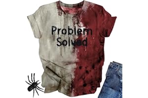 OCURHU I'm Fine Bloody Shirt Halloween Horror Blood Tshirts Funny Blood Bloodstained Splatter Halloween Costume