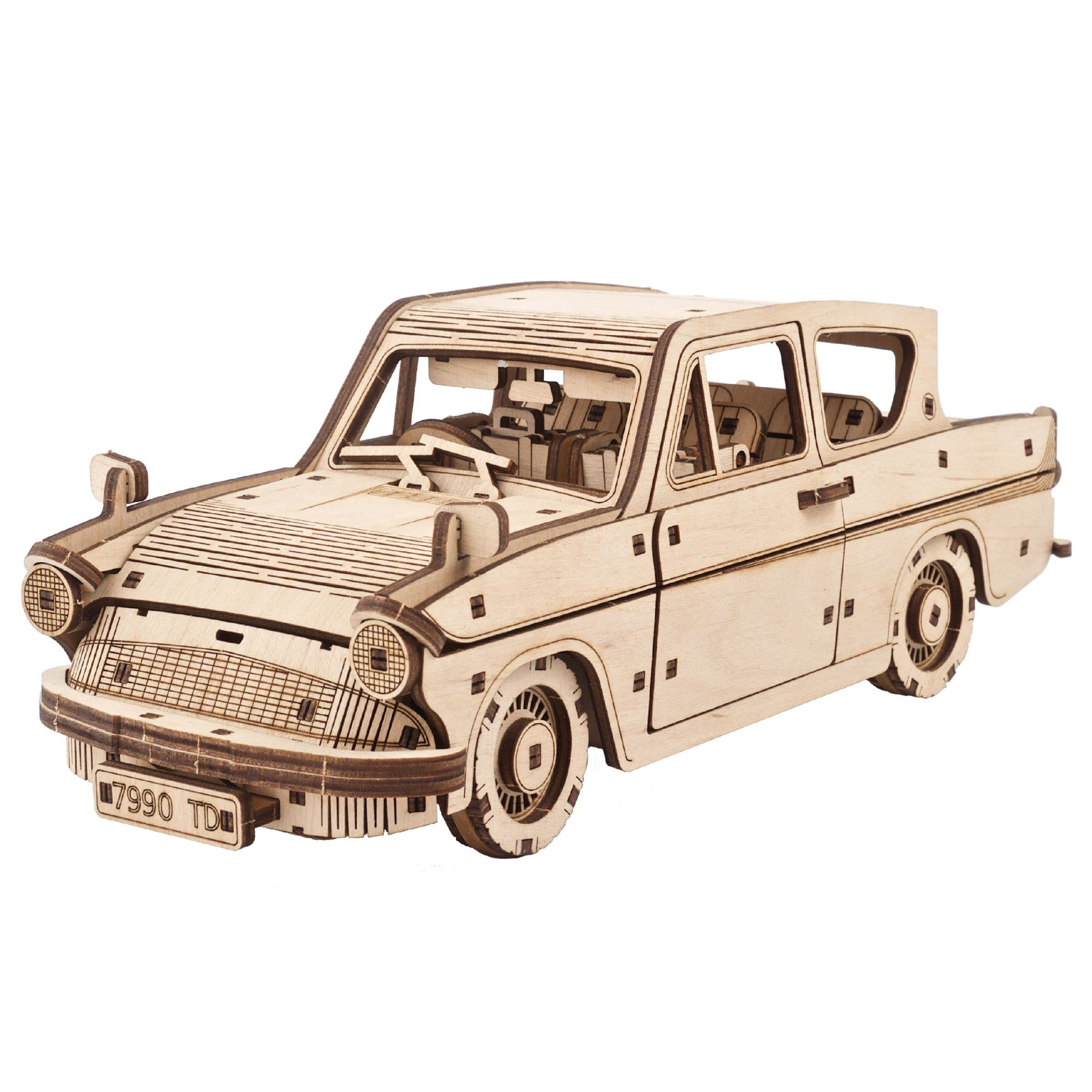 UGEARS Wooden 3D Puzzles For Adults - Flying Ford Anglia Harry Potter Puzzle 3D – Harry Potter Flying Car Building Kits For Adults DIY Model Kit with Spring Drive 244 Pcs — image 1
