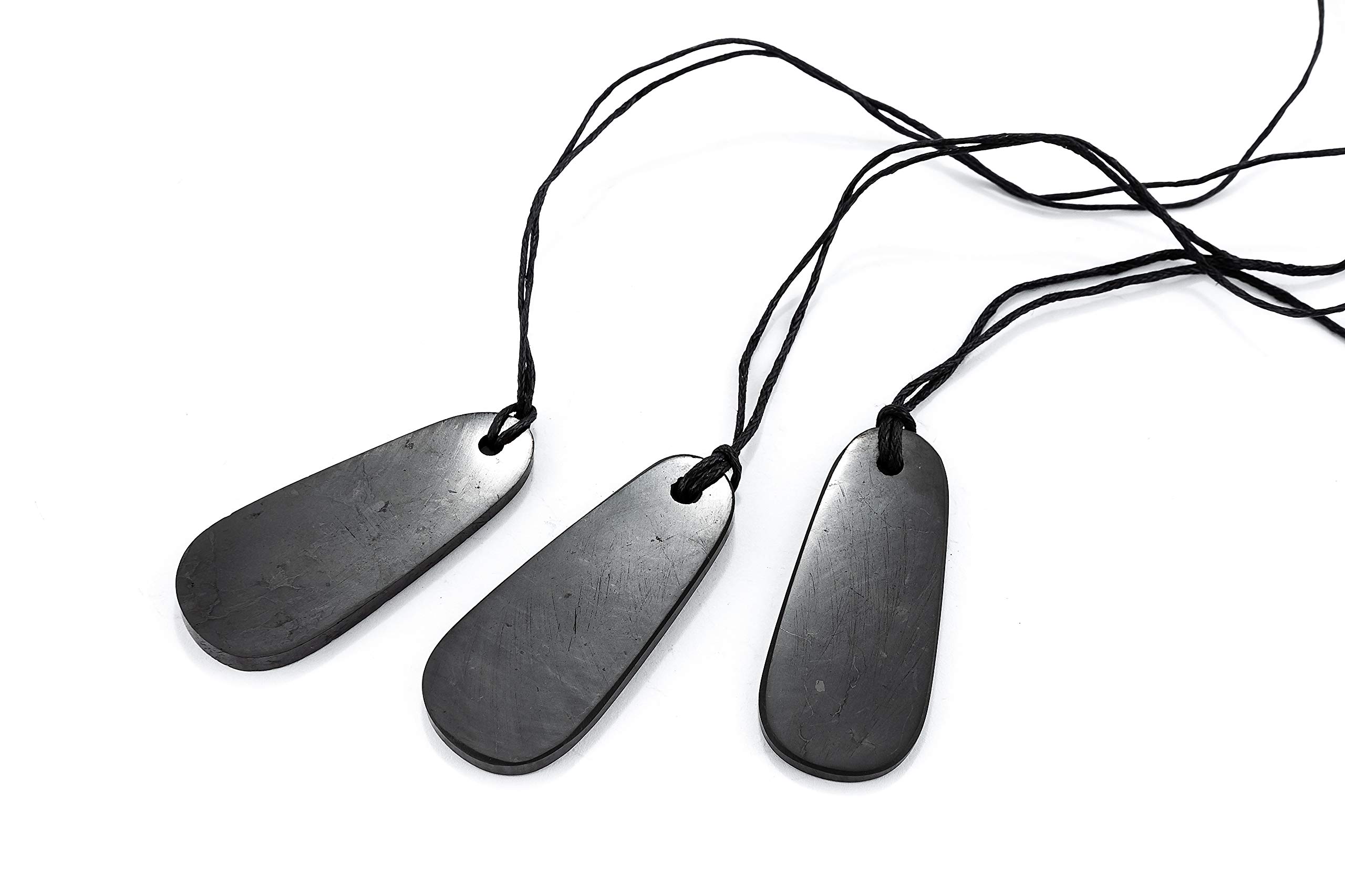 SN NATURSTEIN UG Precious stone shungite directly from Karelia: 3 x Drop pendants