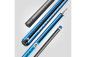 RHINO Nebula 2 Pool Cue - 100% Carbon Fiber Shaft & Composite Butt. Time Crystal Tip, Pro Taper Design, 12.4 mm,12.8 mm. 3/8-8 Joint, 3D Friction Grip. Low Deflection Pool Cue