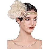 BABEYOND Flapper Headpiece for Women - Flapper Feather Headband 1920s Gatsby Headpiece Vintage Accessories for Women