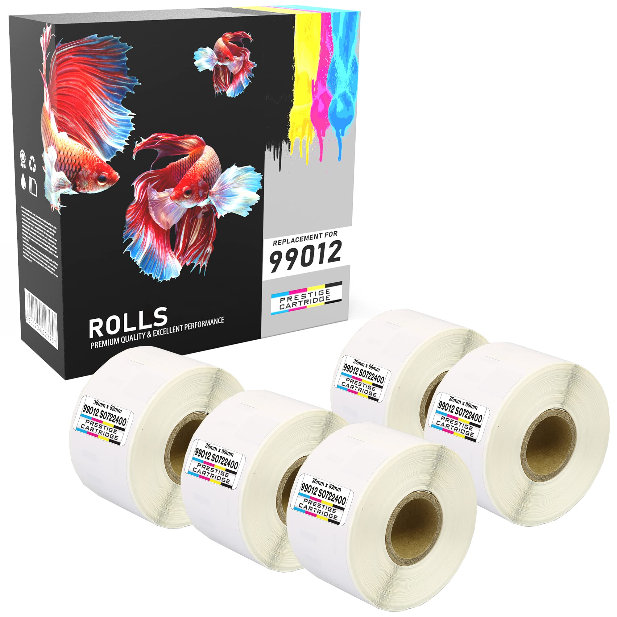 5X Prestige Cartridge 36mm x 89mm Address Labels Compatible with 99012 (260 Labels per Roll)