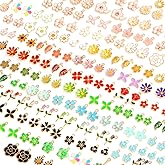 150 Pcs Flower Charms for Jewelry Making(75 Pairs), Assorted Wholesale Mixed Bulk Metal Earring Charms for DIY Necklace Bracelet Earring Jewelry Making and Crafting