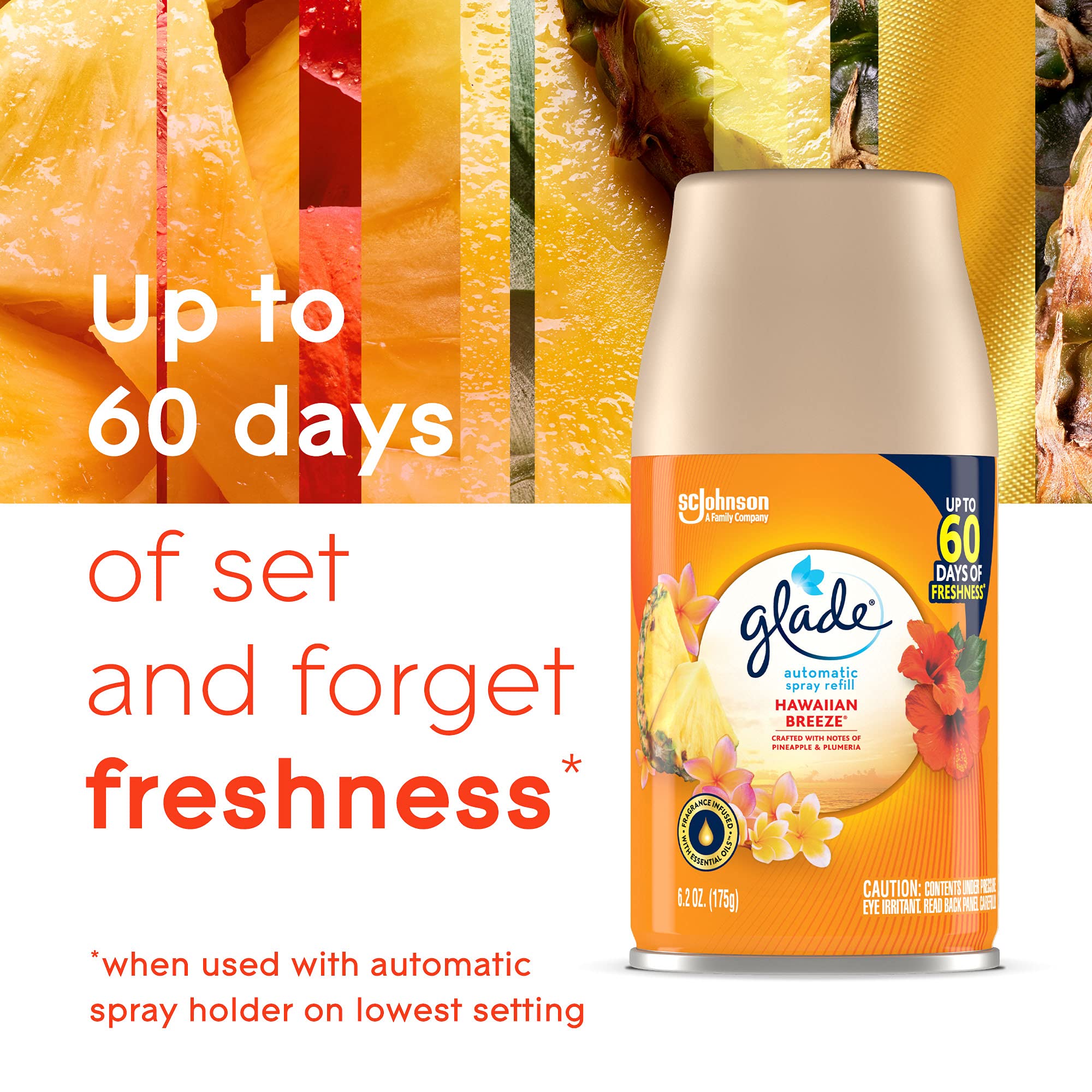 Glade Automatic Spray Refill, Air Freshener for Home and Bathroom, Hawaiian Breeze, 6.2 Oz