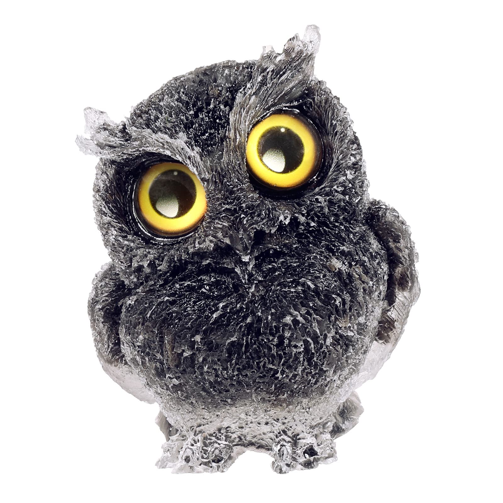 Nupuyai 3" Obsidian Owl Bird Carved Crystal Animal Statue Ornament, Resin Chip Stones Pocket Figurine Energy Healing Home Office Decor