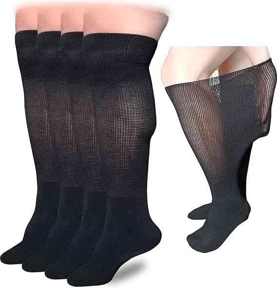 Extra Wide Lymphedema Socks for Swollen Feet Ankle Leg, Bariatric Socks