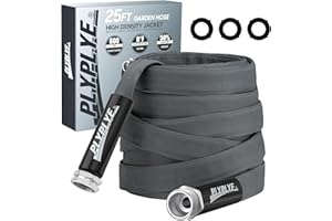 PLYPLYE Garden Hose 25ft, Made of TPU(Not PVC), Ultra-Light & Flexible Water Hose, Non-Shrinking, Easy to Store, Drinking Water Safe Material, All-weather, Black&Gray