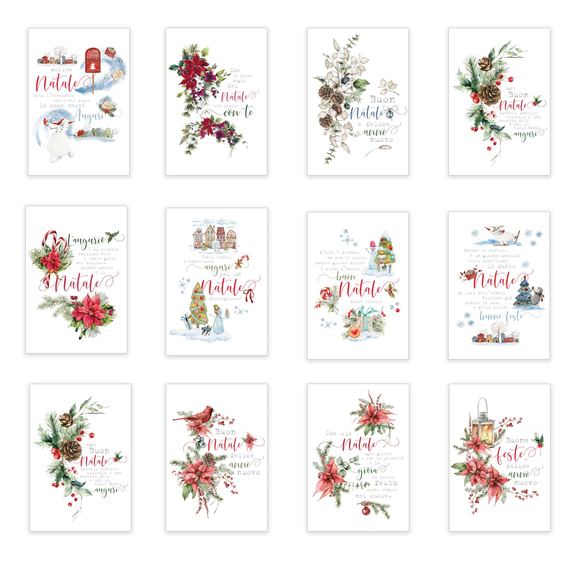 LINA OFFICINE GRAFICHE CREATIVE Christmas Greeting Cards Set of 12 Christmas Cards with Envelope Card Holder 34-999