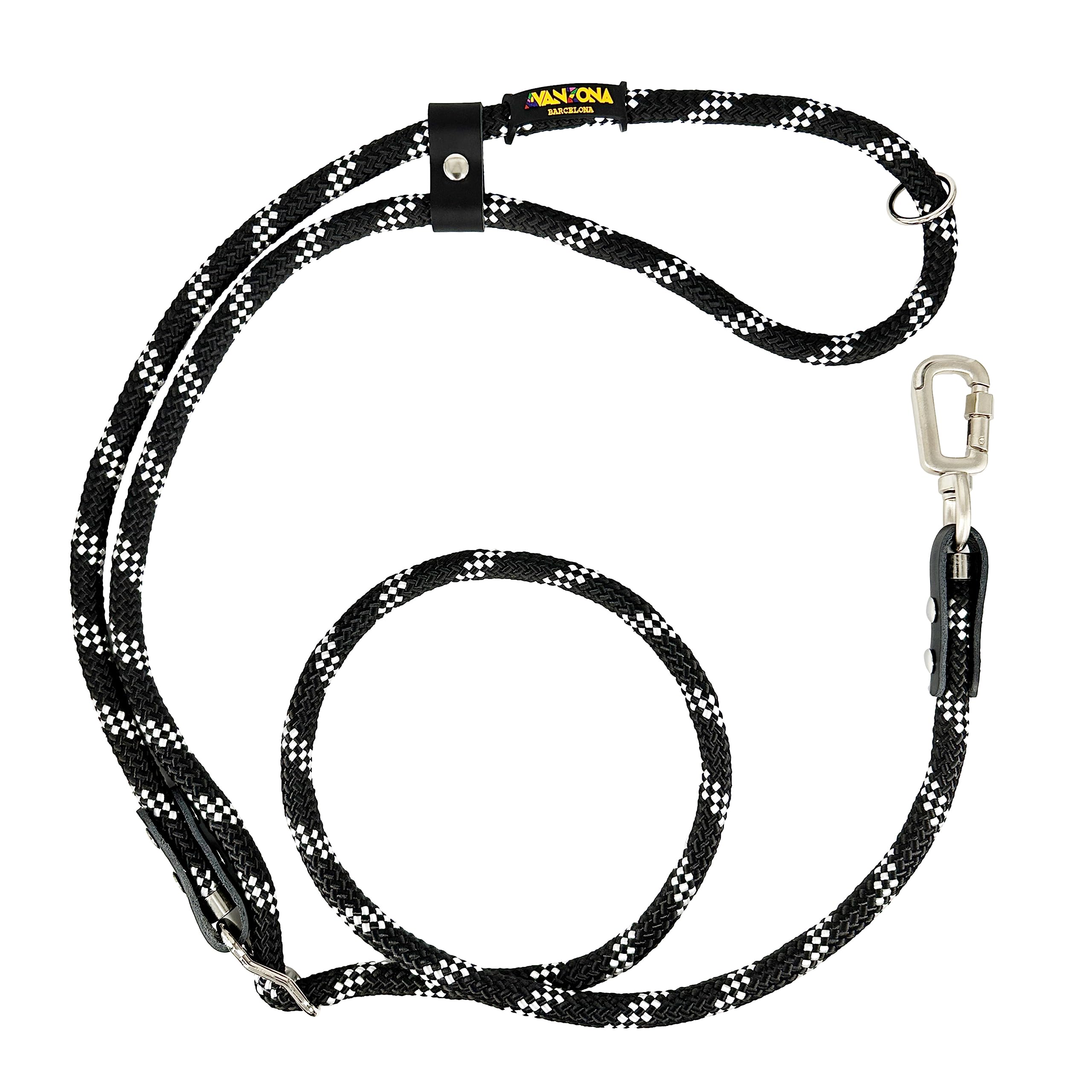 Dog Leash, Hands-Free, Adjustable, Handmade in Spain, for Small, Medium and Large Dogs. Black White & Black. โ image 1