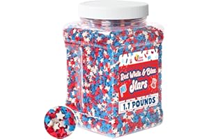A GREAT SURPRISE Red White Blue Star Sprinkles - 1.7 Pounds - Patriotic Star Sprinkles for Baking - 4th of July Sprinkles - Star Confetti Sprinkles